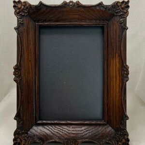 Vintage Ornate Carved Heavy Dark Wood Picture Frame